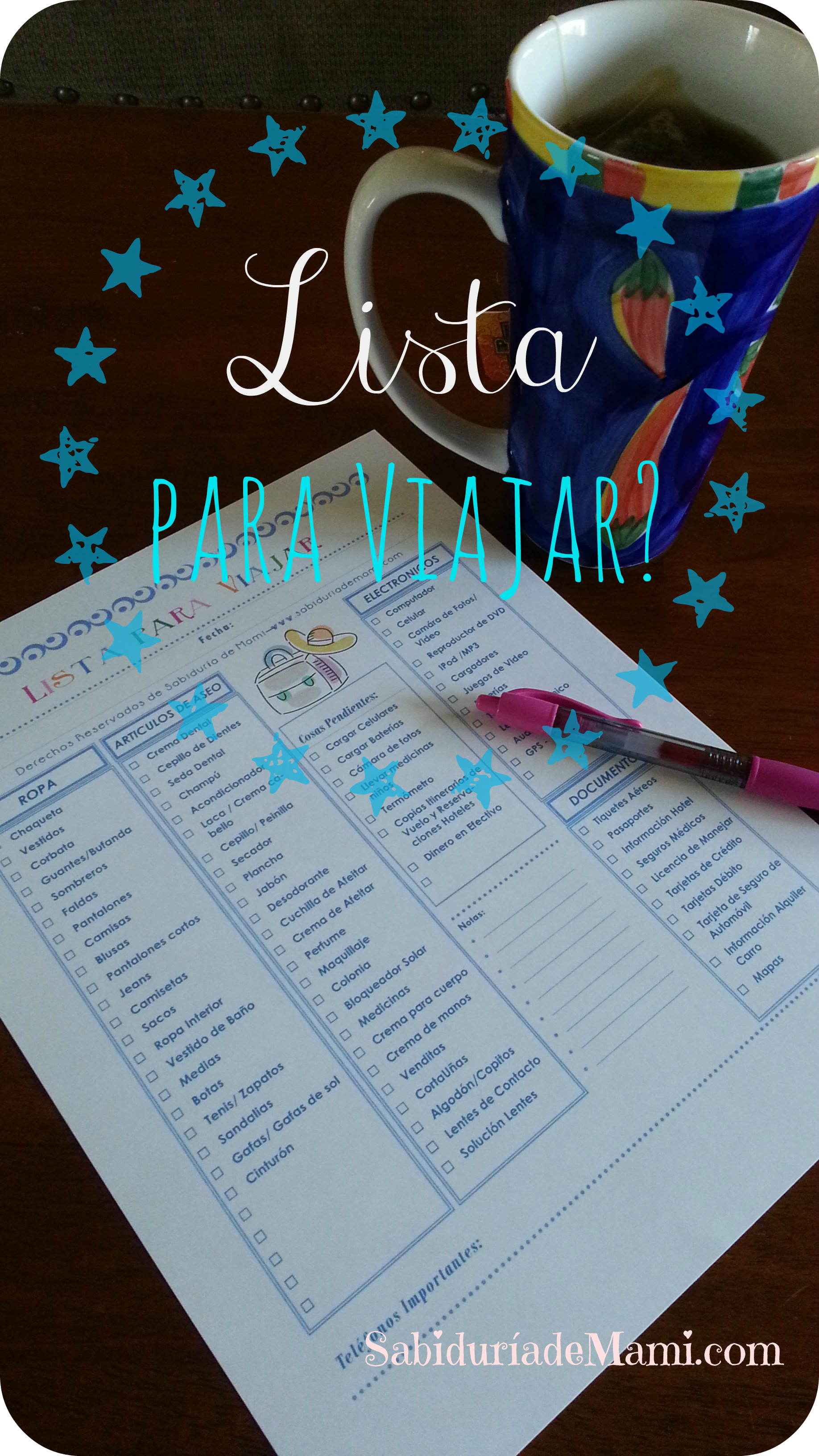Lista Imprimible para Viajar – Sabiduría de Mami